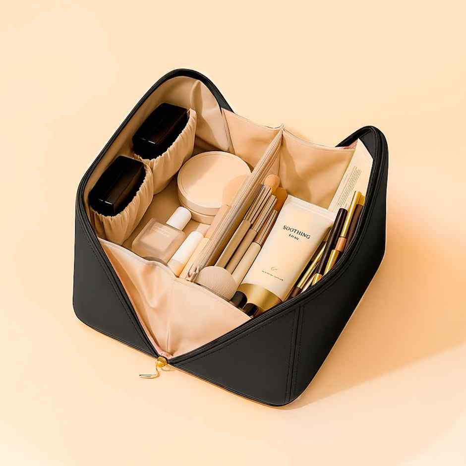 ENN Beauty Black Travel Tote Bag | Makeup & Toiletry Organizer Bag