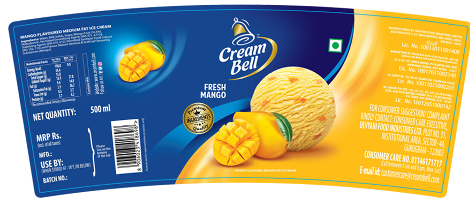 Creambell Fresh Mango Ice Cream Tub
