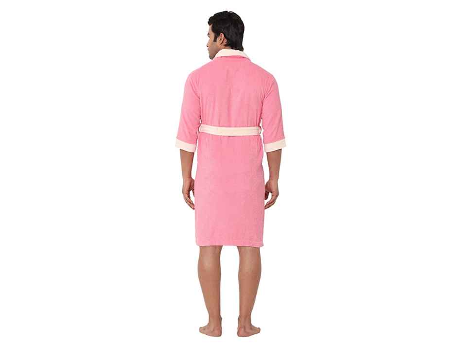 Spaces 100% Cotton Breatheable and Soft Feel Bath Robe Medium -Pink