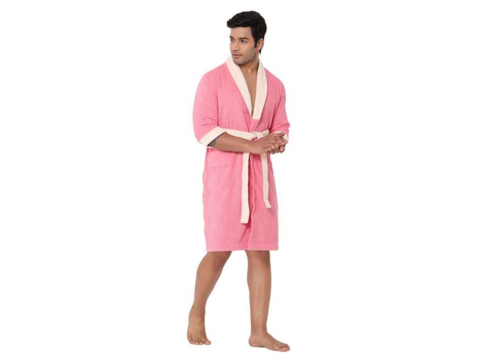 Spaces 100% Cotton Breatheable and Soft Feel Bath Robe Medium -Pink