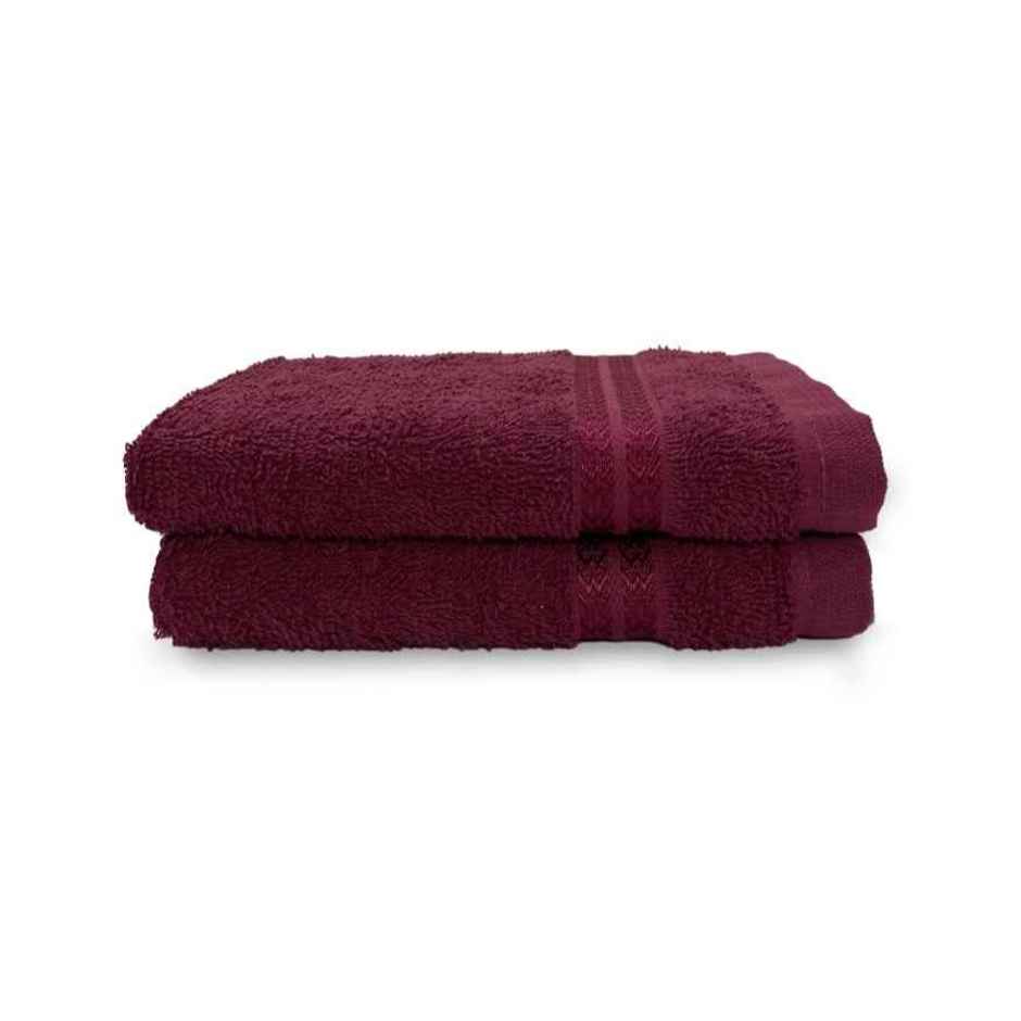 Welspun 100% Cotton Anti Bacterial Dark Red Hand Towel For Men And Women Pack Of 2