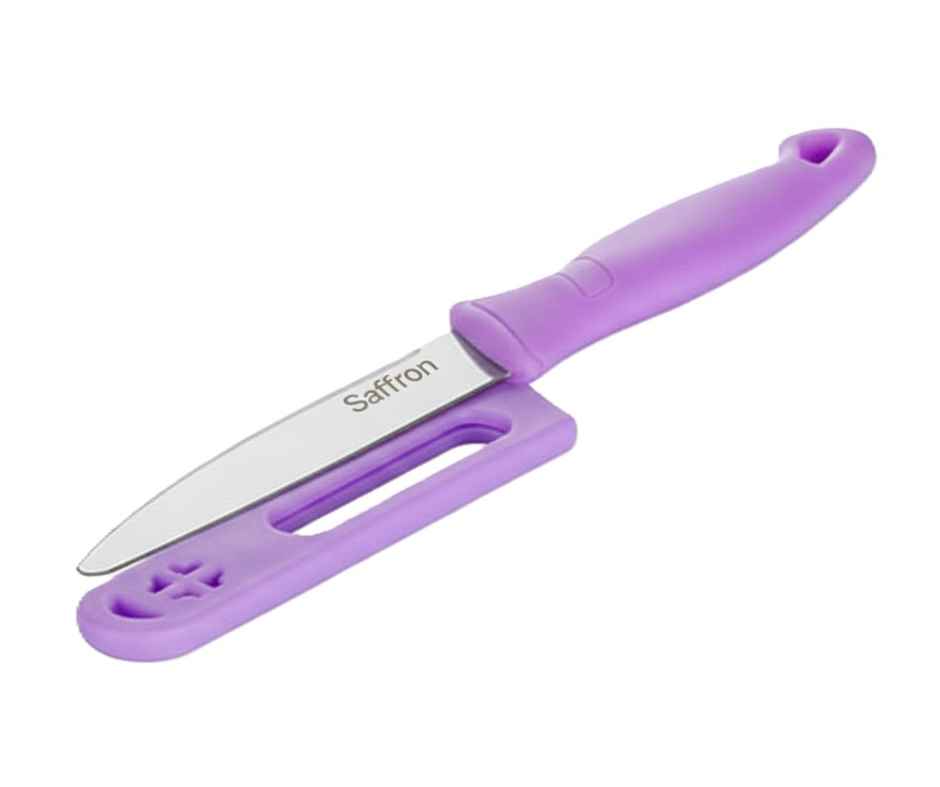 SAFFRON Paring Knife 4In with Sheath White Blade Peeling Knife