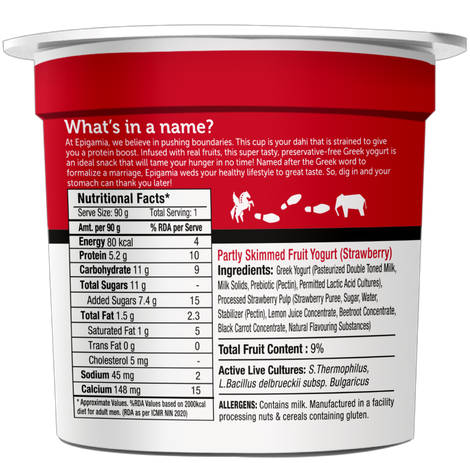 Epigamia Greek Yogurt- Strawberry Combo