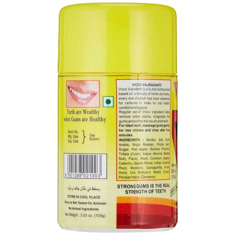 Vicco Vajradanti Tooth Powder 100g | Ayurvedic Herbal Dental Care Expert for Strong Teeth & Gums