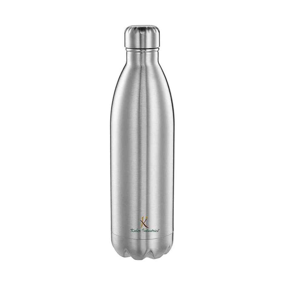 Kuber Industries Insulated Stainless Steel Water Bottle, Keeps Hot and Cold | 1 L | Silver