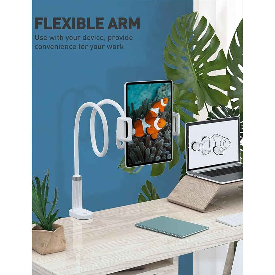 Sounce 360 Adjustable Mobile Phone Holder | Flexible Gooseneck Stand for Desk-Office & Home | White