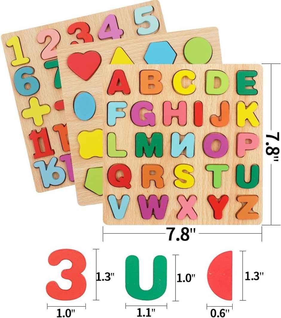 Storio 3-in-1 Wooden Puzzle Set | Early Learning Toddler Puzzles