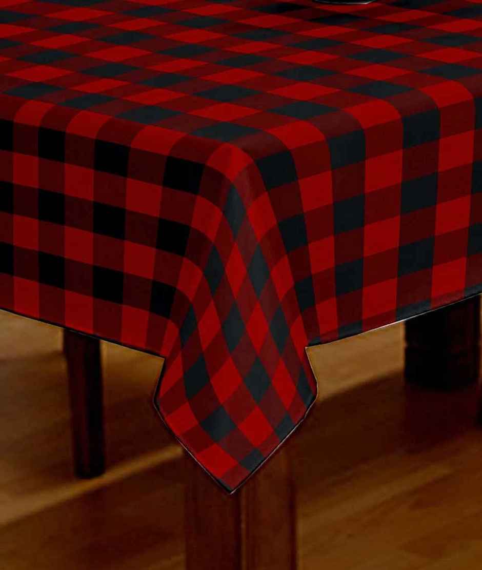 Lushomes Table Cover - Red & Black | Buffalo Checks Side Table | 40 x 40 inch