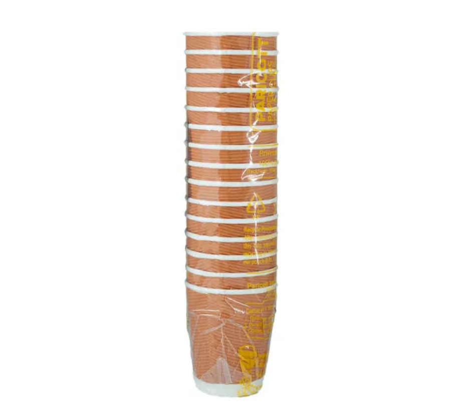 Disposable Rippled Paper Glass | 250 ml | Pack of 15 | Tempware