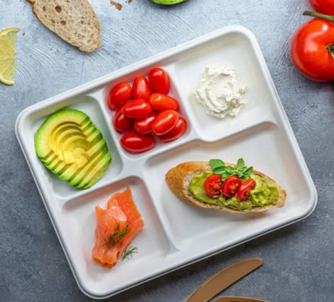 Tempware Disposable Bagasse 5 Compartment Full Meal Plates