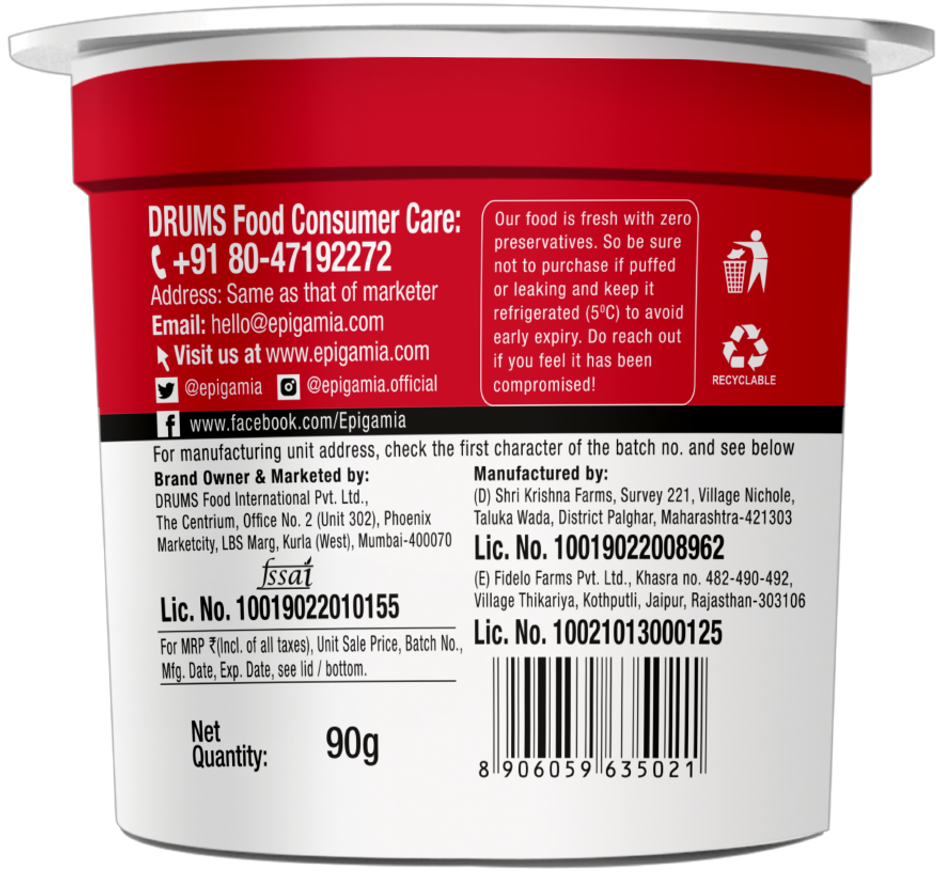 Epigamia Greek Yogurt- Strawberry Combo