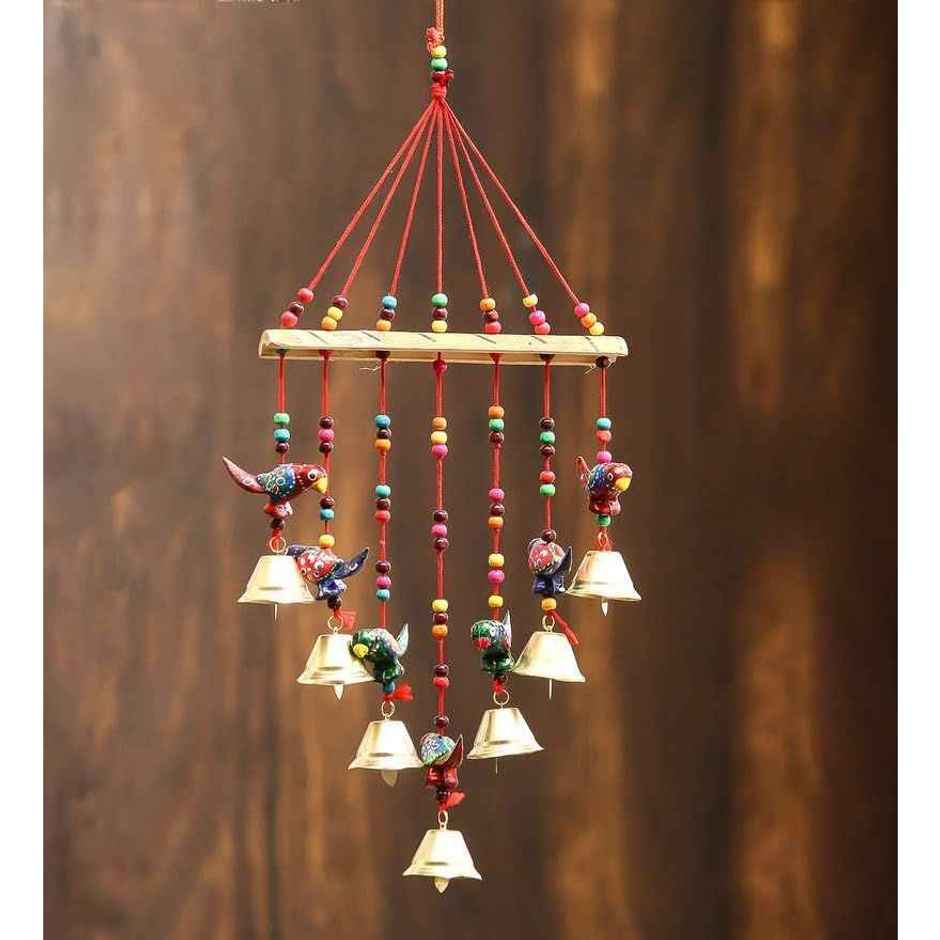Casacraft by Pepperfry Multicolor Metal Handcrafted Decorative Parrot Hanging Bell