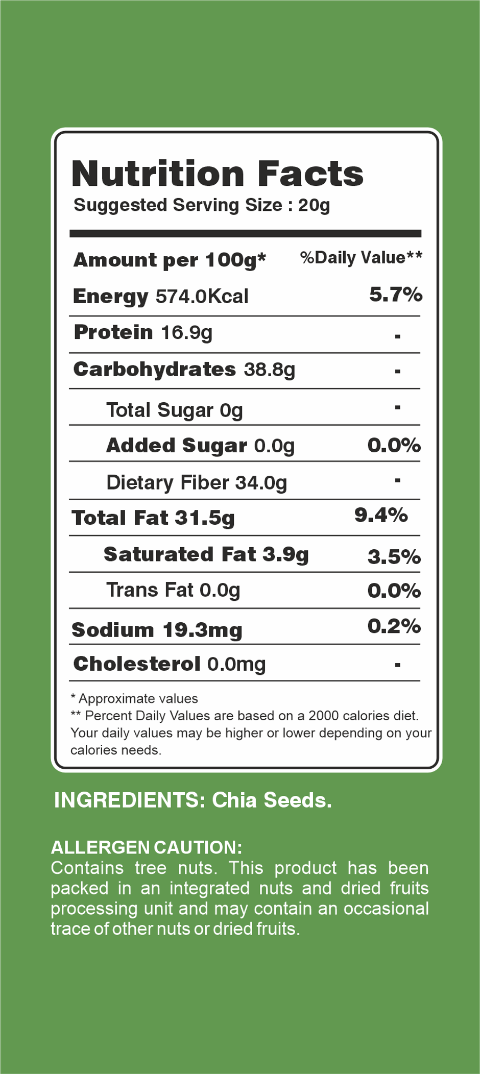 SFT Premium Natural Chia Seeds Rich in Protein & Fiber