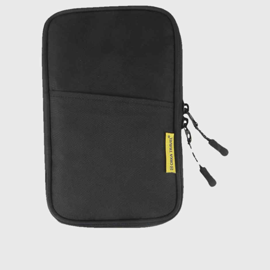 ORKA Unisex Solid Polyester Passport Holder | Black