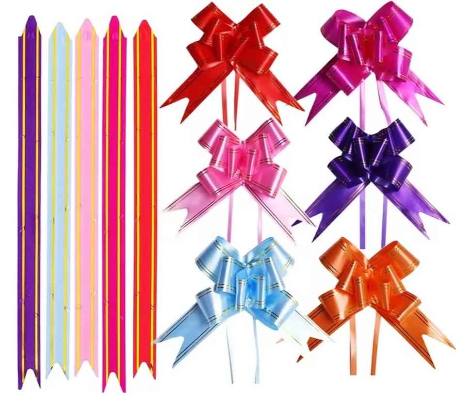 ABK Gift Bow Ribbon | 50 mm | Multicolour | 10 Pcs Pack | Assorted Design