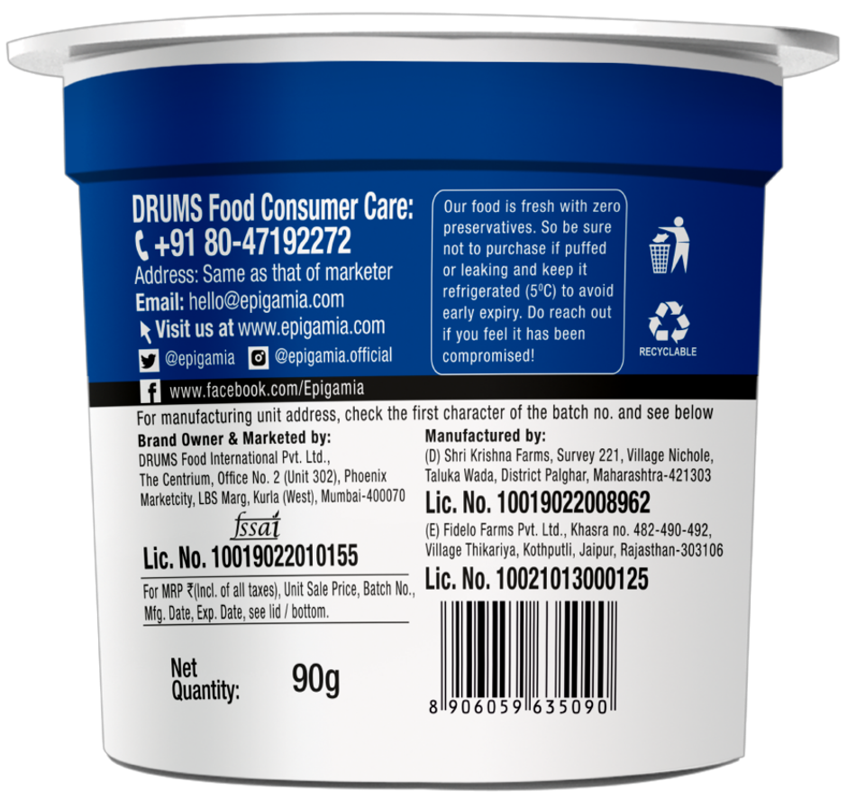 Epigamia Greek Yogurt Blueberry Combo