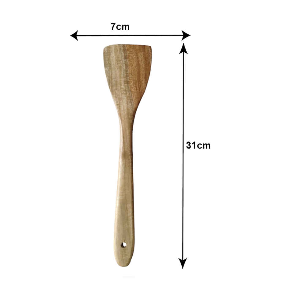 Petals Neem Wood Flat Spatula - Dosa Palta/Taveta/Turner/Khurpi, 30cm Length