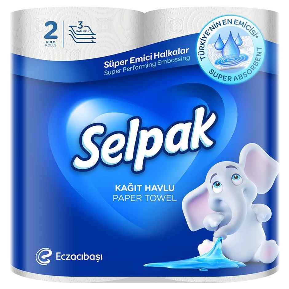 Selpak Kitchen Towel Paper 2 PIECE -80 Pulls Per Role