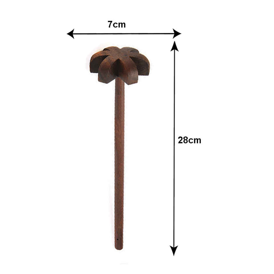 Petals Wooden Manual Churner Lassi Whisker Rawai Madhani Blender Tool - 26cm
