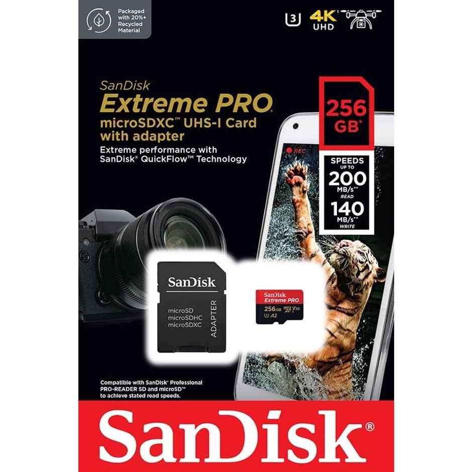 Sandisk Extreme Pro Microsd Uhs I Card 256Gb For 4K Video