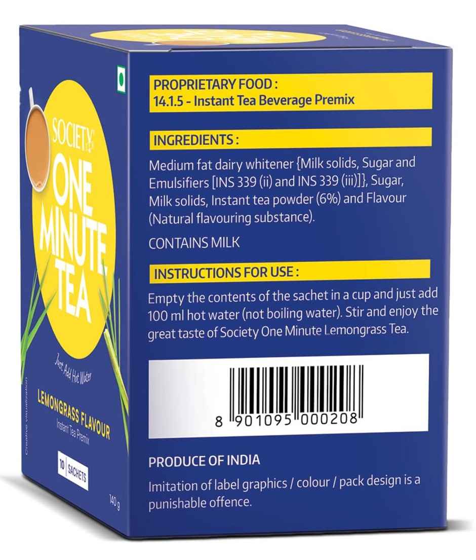 Society OMT Lemongrass Instant Tea Premix Sachet