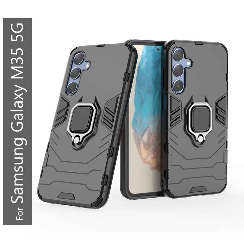 Kwine Case Samsung Galaxy M35 Back Cover - Ring Holder Stand Case