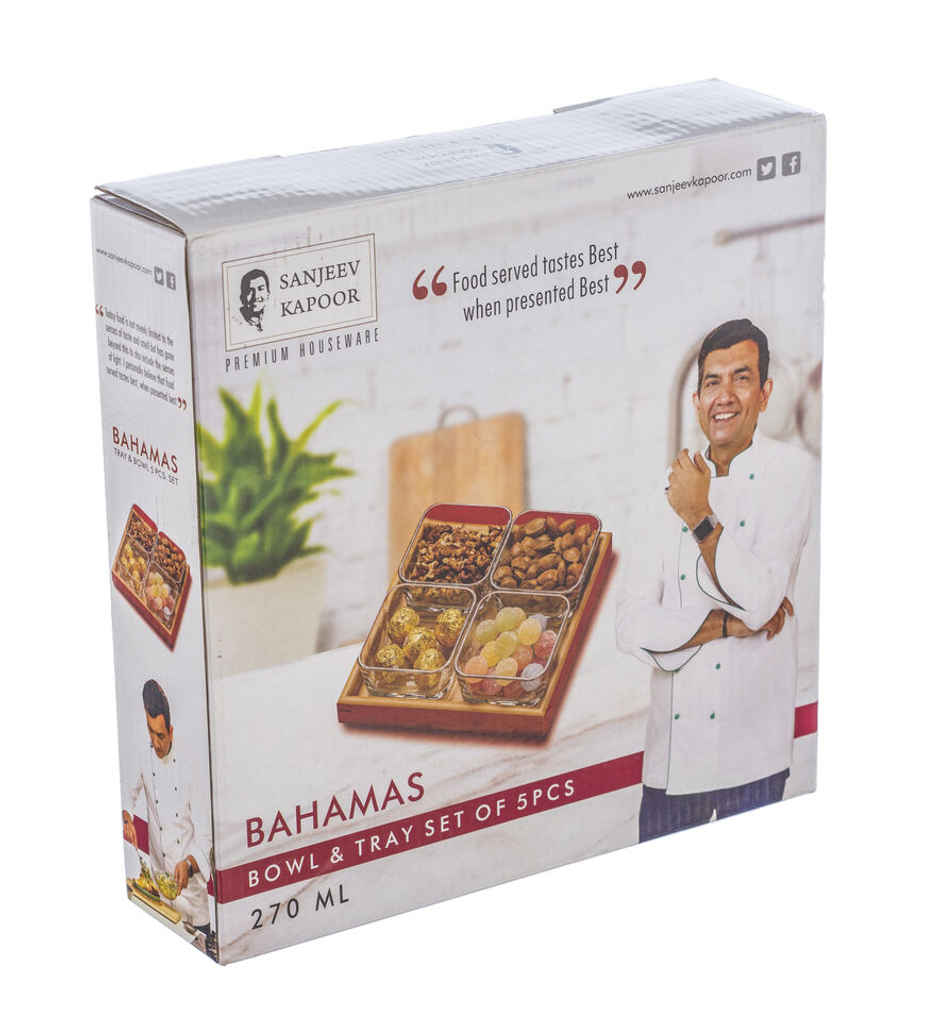 Sanjeev Kapoor Bahamas Bowl & Tray Set 4X270 Ml - Set Of 5 Pcs