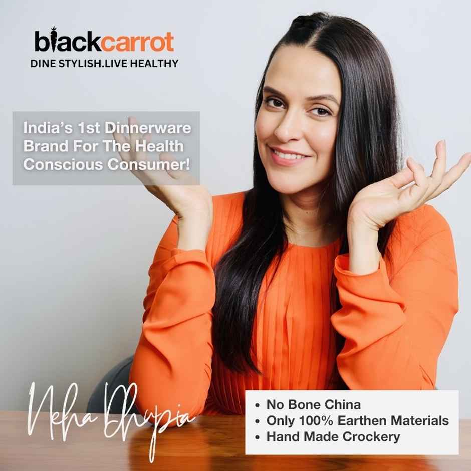 BlackCarrot Fifty Fifty Snack Plates Set of 2 (Black & White, AnimaL Bone Ash Free Stoneware)