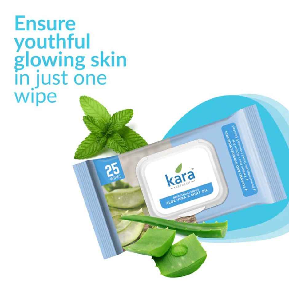 Kara Aloe Vera & Mint Oil Wipes | 25 Pulls Per Pack