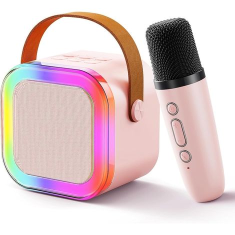 Fablue Kids Wireless Karaoke Microphone Portable Bluetooth Speaker Toy for Toddlers - Pink Color