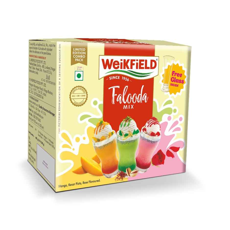 Weikfield 3 Falooda Mix Pack Combo | Mango | Kesar Pista | Rose Mix | Instant Falooda Mix