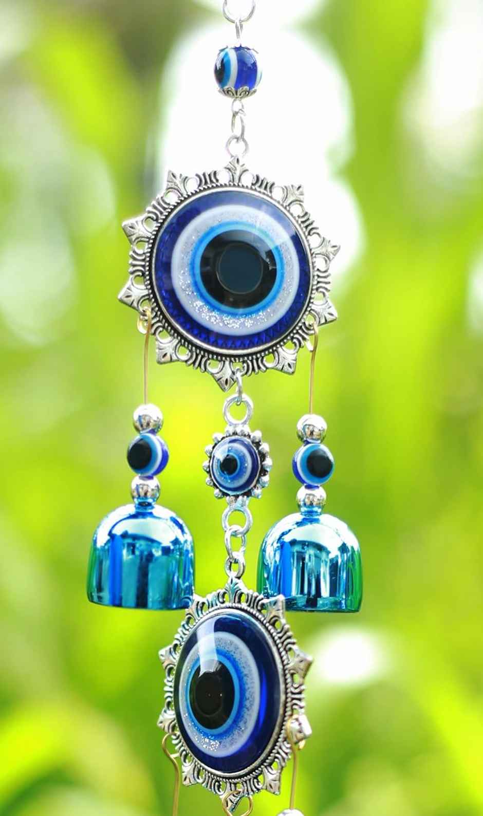 Perpetual Double Evil Eye Bell Wind Chime Decor