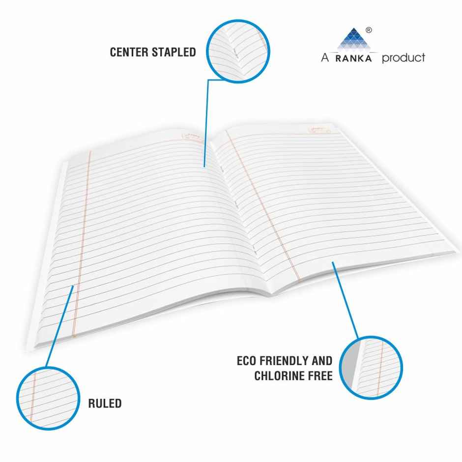 Ranka Single Line Longbook Pack of 3 | 120 Pages, 18 x 24 cm, Assorted Prints