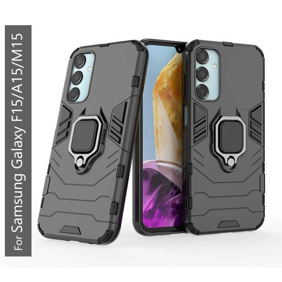 Kwine Case Samsung Galaxy F15 / A15 / M15 Back Cover - Ring Holder Stand Case