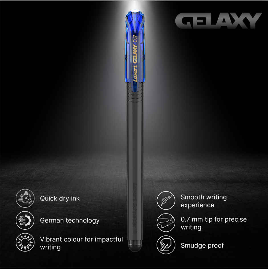 Luxor Schneider Gelaxy Gel Pen Pack Of 4 | 3 Blue Pens And 1 Black Pen, Best Gel Pen For Students