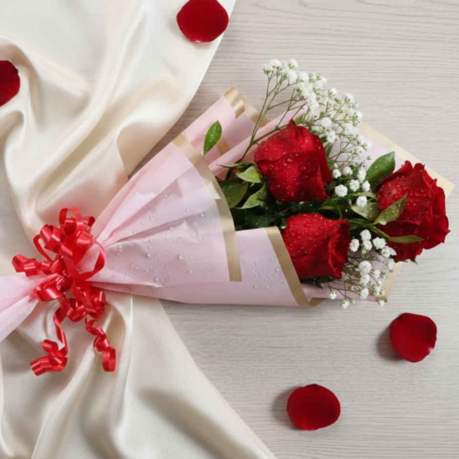 3 Red Rose Bouquet | Father's Day Gifting