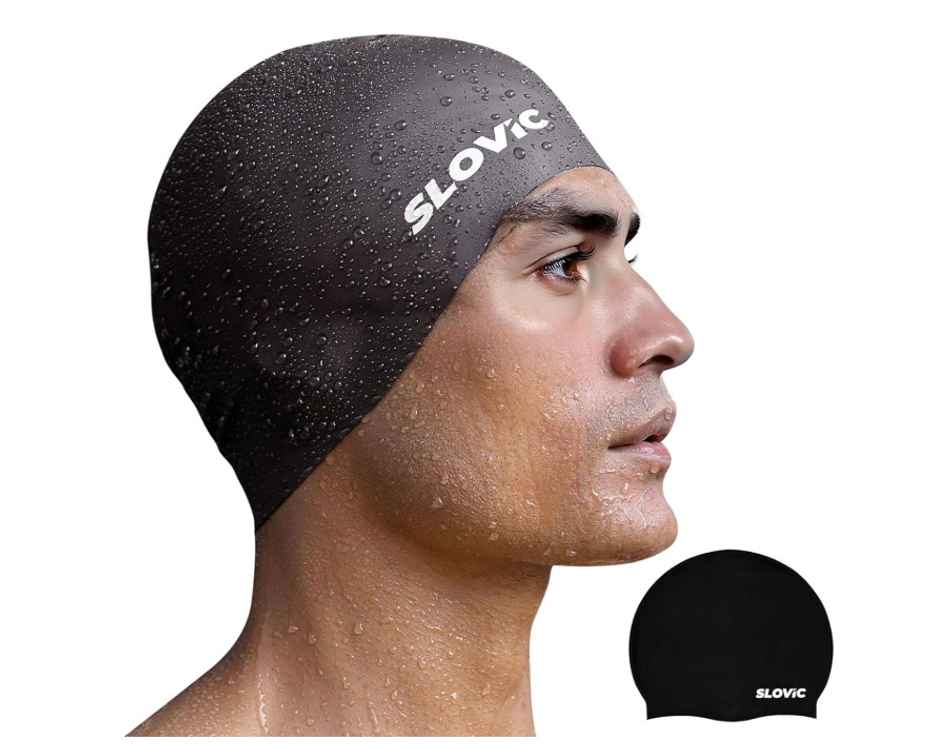 Slovic Unisex Silicone Swimming Cap - Leak-Proof, Stretchable & Comfort Fit