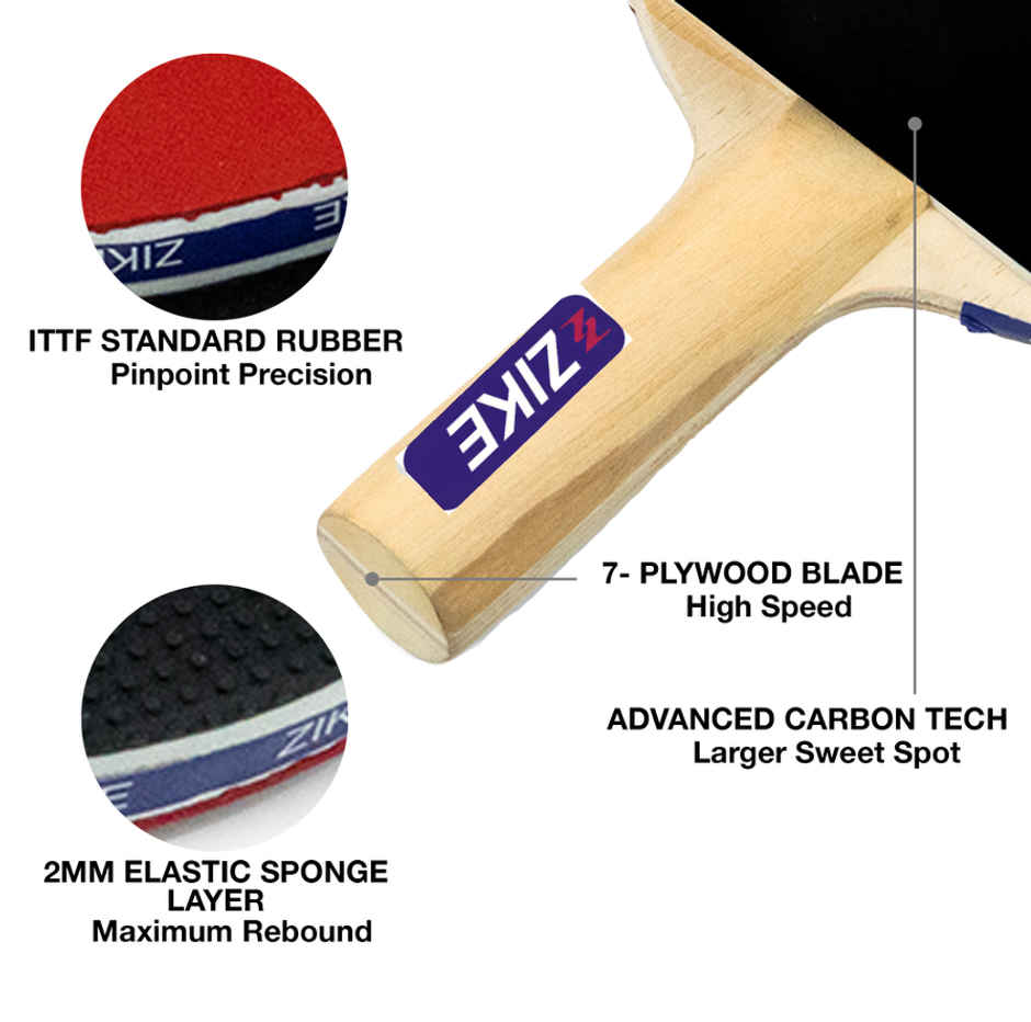 Zike 1 Star Table Tennis Set (2 Racquets & 3 Balls) assorted