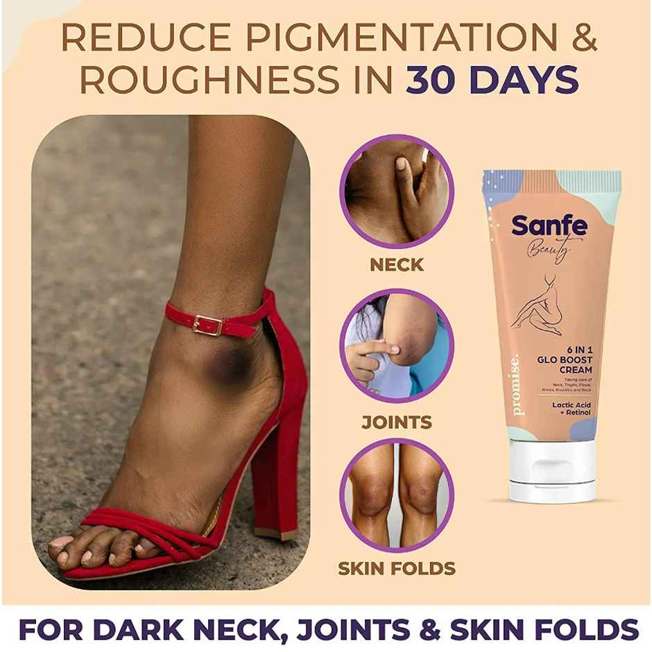 Sanfe Beauty 6-In-1 Glo Cream For Dark Body Parts Like Neck Ankles Knuckles Armpits Thighs Elbows