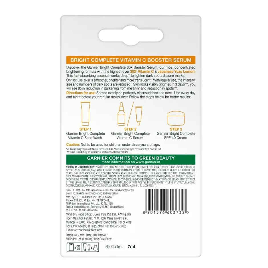 Garnier Skin Naturals Face Serum Brightening and Anti-Dark Spots Bright Complete Vit C Booster