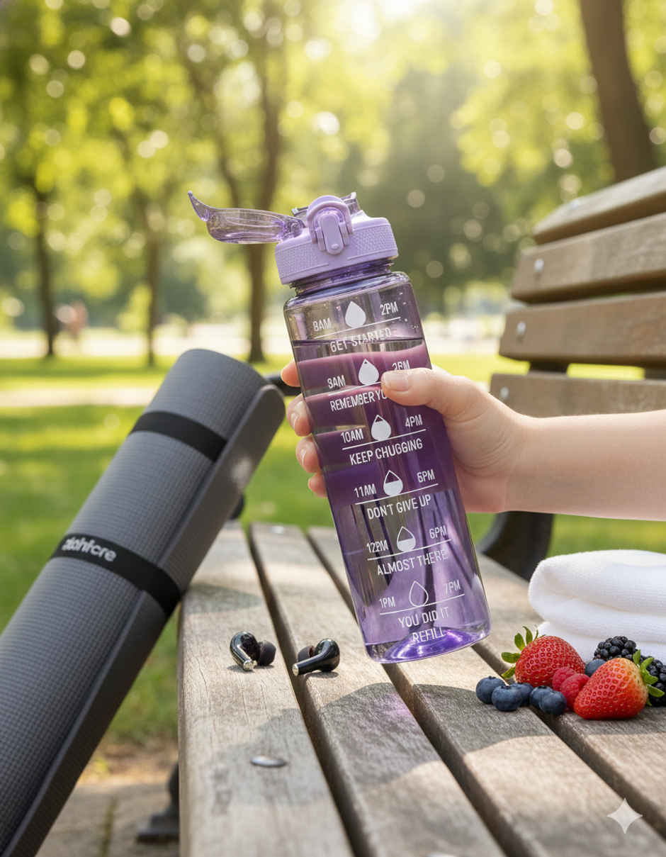 2Mech Motivational Time Marker Water Bottle | Purple - 1 L