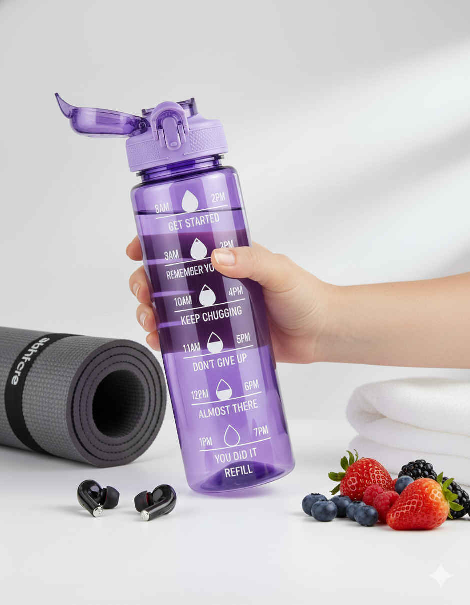 2Mech Motivational Time Marker Water Bottle | Purple - 1 L