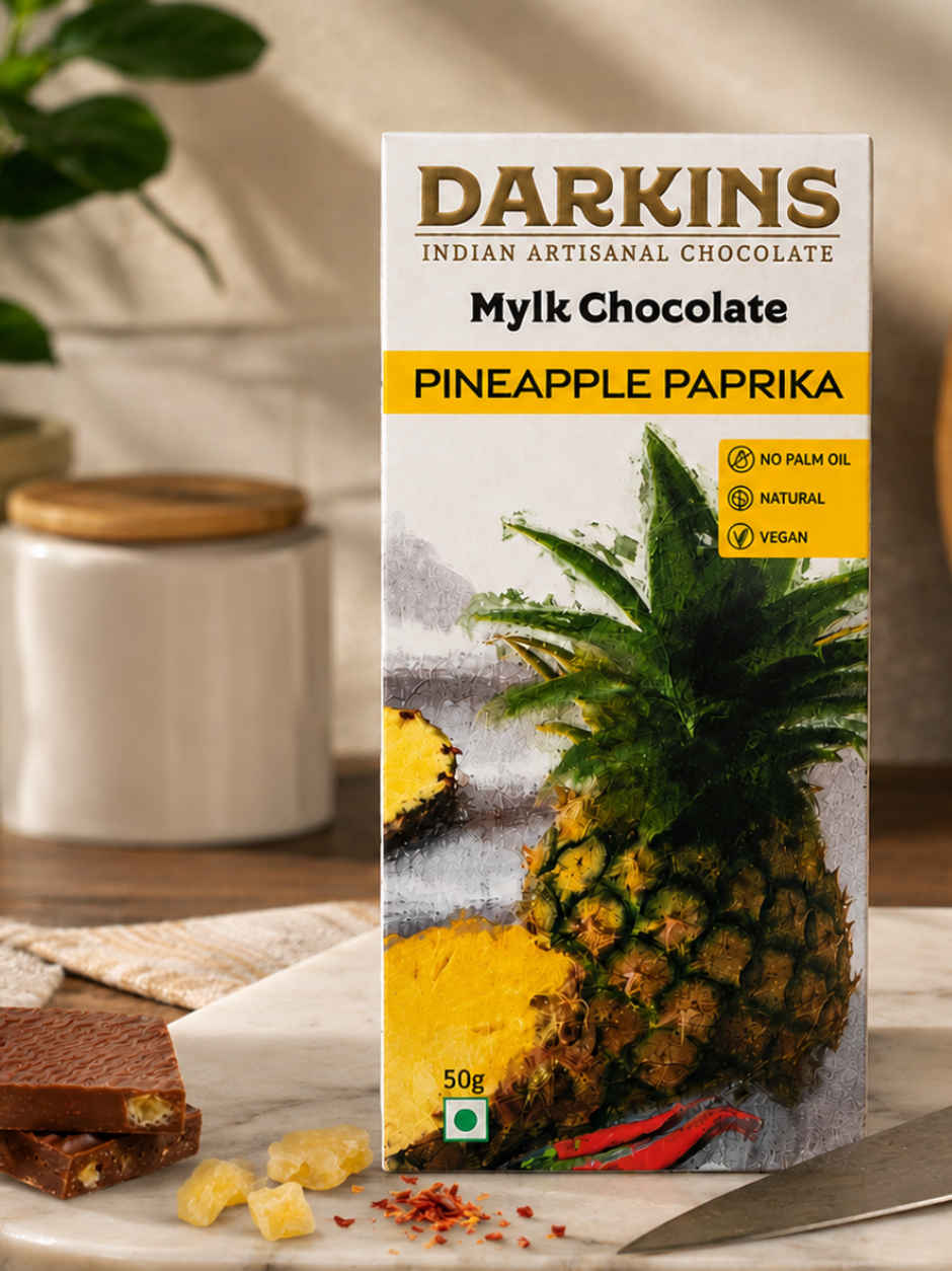 Darkins Indian Artisanal Pineapple Paprika Chocolate | Vegan Mylk