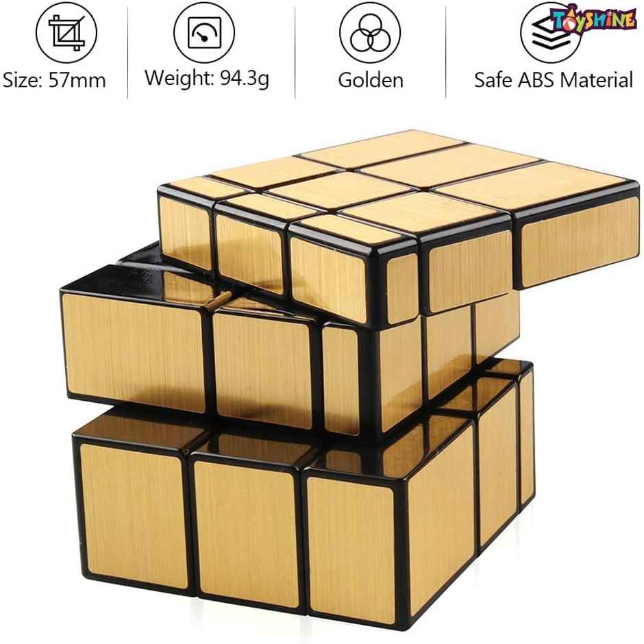 Toyshine 3x3x3 Golden Mirror Magic Speed Cube - Stress Relief Puzzle for Kids & Adults