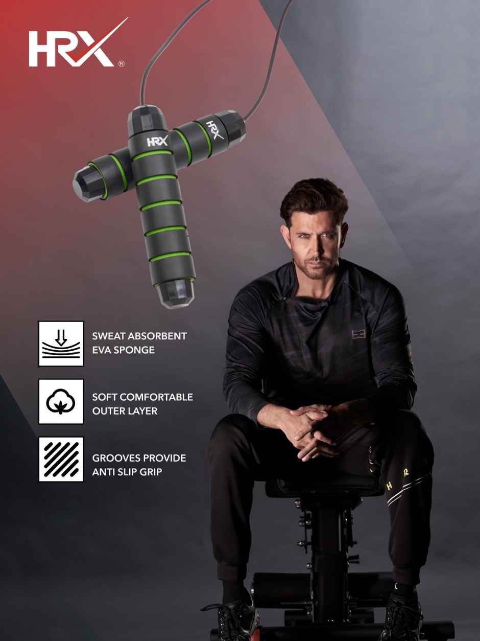 Cult Hrx Skipping Rope With Weights | Green, Black