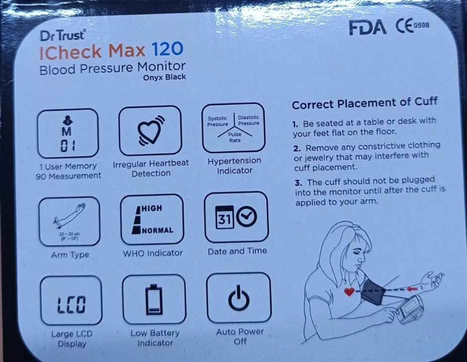 Dr Trust ICheck Max 120 BP Monitor Onyx Black