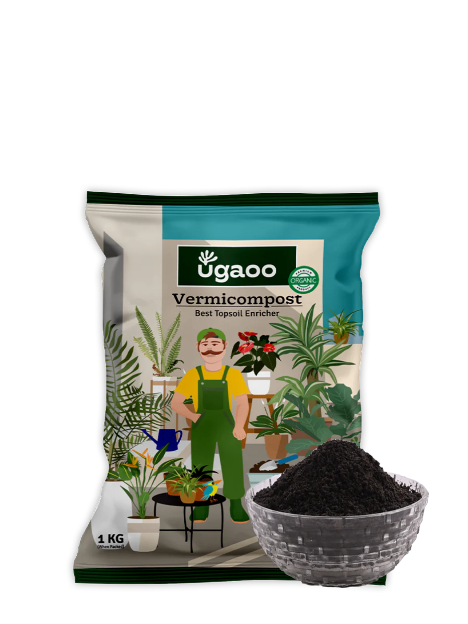 Ugaoo Vermicompost For Plants - Organic Fertilizer & Manure(1kg) & Ugaoo Cocopeat Block For Home Garden Plants(1kg) Combo