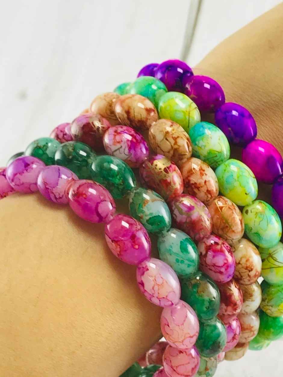 Gullak Glass Beads Stretch Band | Pack Of 2 (Colour May Vary)