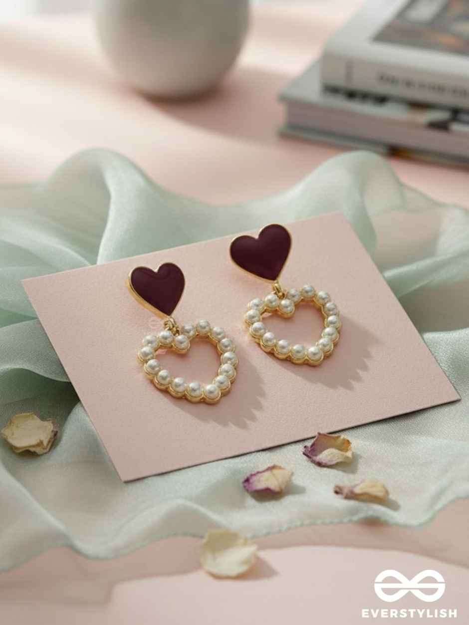 Everstylish I'm all Heart - Statement Pearl Enamelled Earrings | JEW1103246