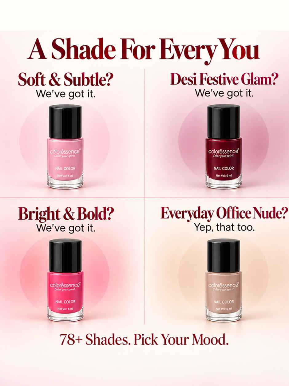 Coloressence Cute Coats Long Lasting Nail Paint, Chip Resistant, Quick Dry, 1 Swipe  | Nude Mauve